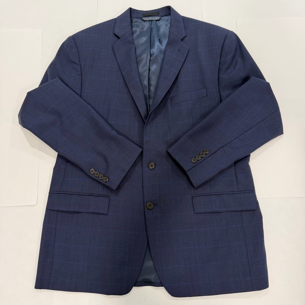 Lauren Ralph Lauren Blue Windowpane Plaid Wool Blend Sport Coat Blazer 44L - Picture 5 of 15